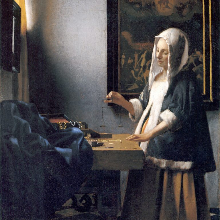 Woman-with-a-balance-by-Vermeer